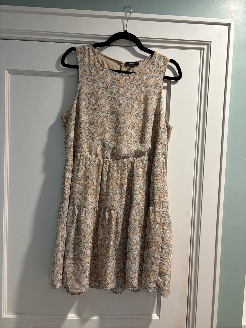 Wishlist Floral Sleeveless Dress in Cream, Peach & Light Blue